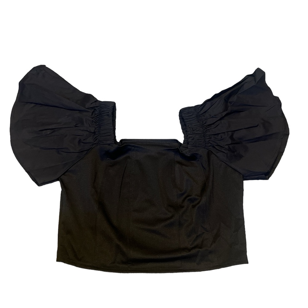 Shein short trumpet sleeve crop top